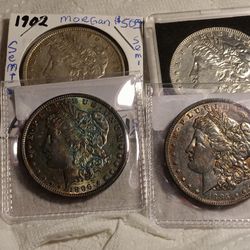 MORGAN SILVER DOLLAR LOT SEMI KEY DATES ALL VF TO  AU Gorgeous Blue And Purple Toning 