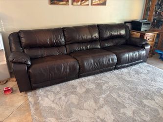 Dark Brown Leather Reclining Sofa Sectional Couch