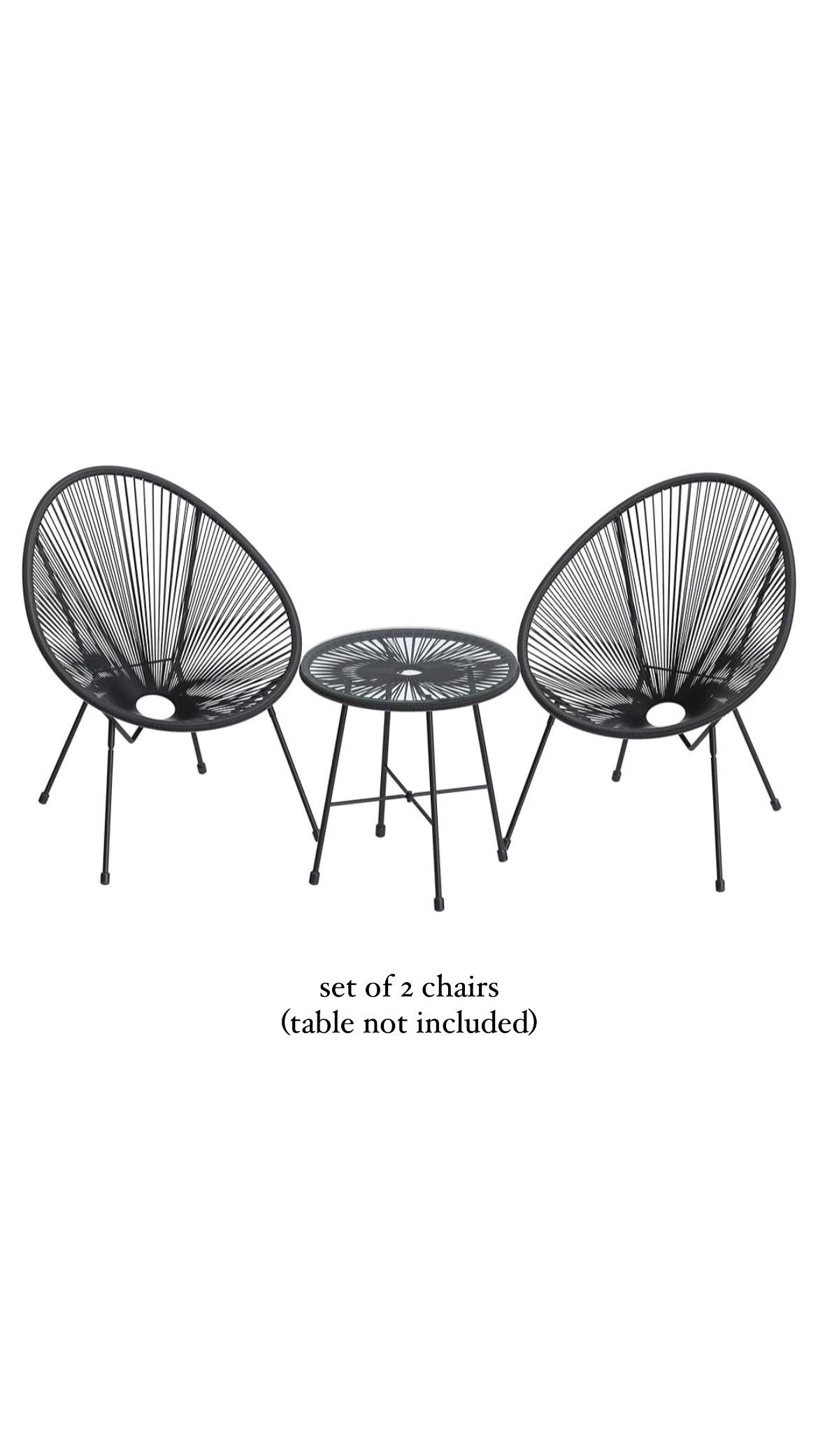 Black Outdoor Chairs - Set Of 2 - Similar Style Of CB2 Acapulco Chairs 