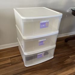 Three Stackable Iris Plastic Drawers 