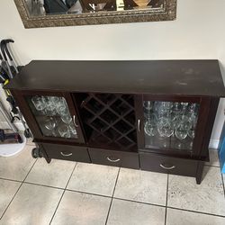 Oak bar cabinet