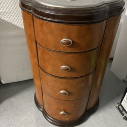 Thomasville Bogart Leather Cigar Table Antique