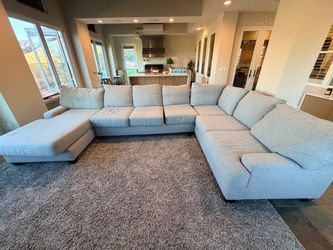 Large Light Gray U-Shaped Sectional Sofa with Chais