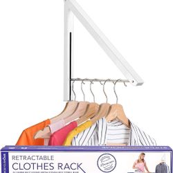 Single Foldable Clothing Rack, Wall-Mounted Retractable Clothes