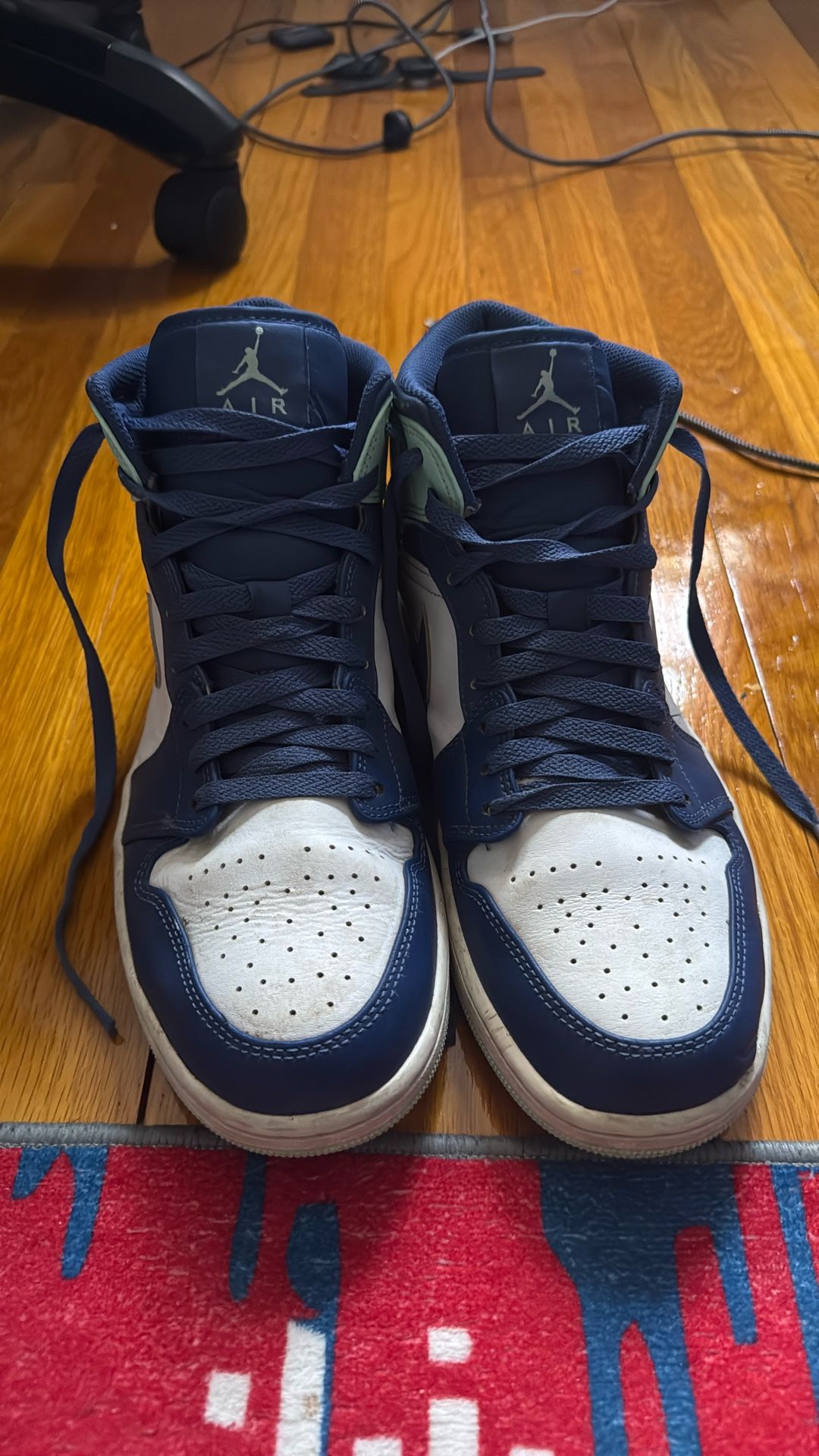 Jorden 1 White, Blue Shoe Size 10,5