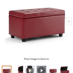Ottoman Storage Bench Red  Brand New