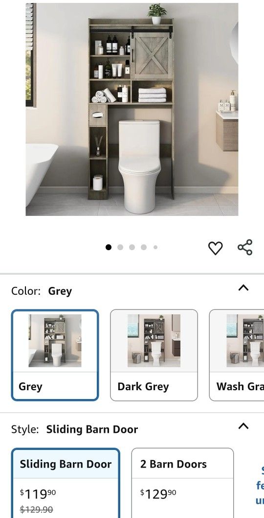 Over The Toilet Storage Cabinet, Farmhouse Storage Cabinet Over Toilet with Sliding Barn Door & Toilet Paper Holder Stand，Home Space-Saving Toilet Rac