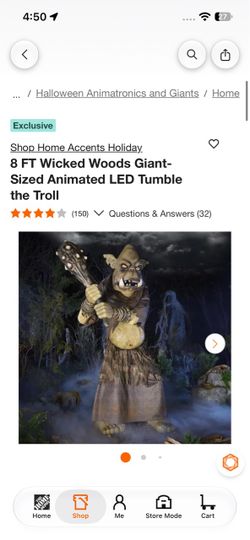8 FT Wicked Woods Giant-Sized Animated LED Tumble the Troll