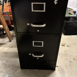 Black 2 Drawer File Cabinet