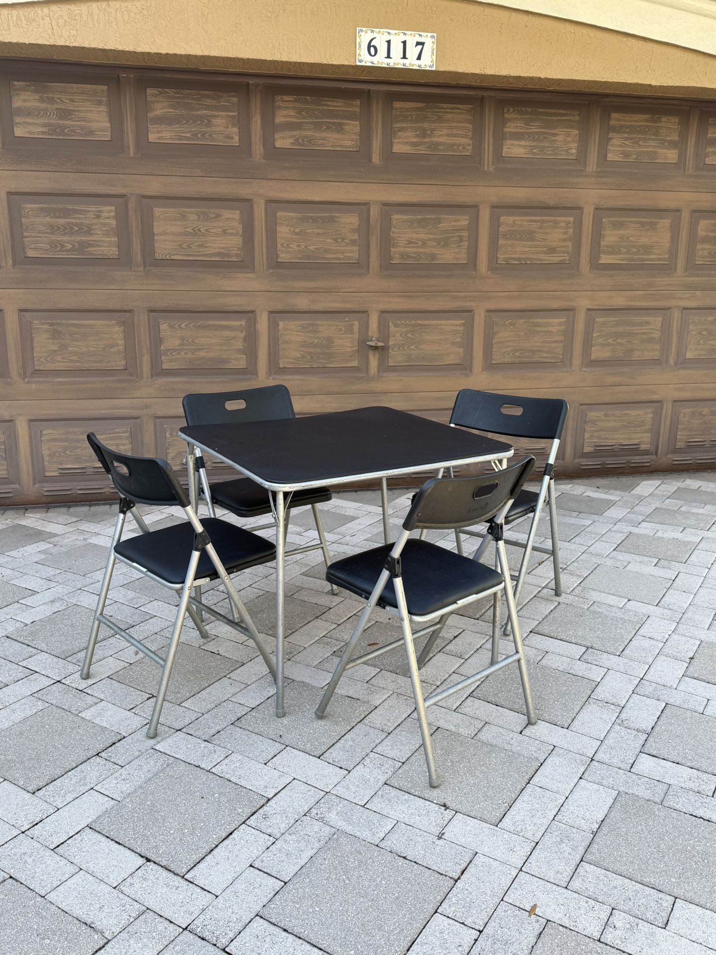 Costco Black Folding Square Card Table With 4 Chairs 