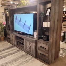 ENTERTAINMENT CENTER - 4PCS TV STAND, 2 PIERS, AND BRIDGE - [NEW]