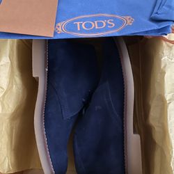 Tod's Junior Suede Navy Blue Polacco Lace Up Ankle Boots Shoes SIZE 34