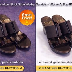 Italian Shoemakers Black Slide Wedge Sandals – Women’s Size 8M 