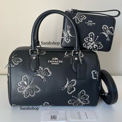 Coach Rowan Satchel Bag With Butterfly Print Set