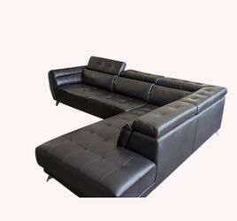 Black Faux Leather Sectional