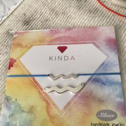 925 Sterling Silver Wave Pendant Thread Bracelet 