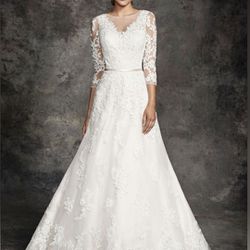 NEW Ivory A-Line Wedding Dress with Train - Ella Rosa BE273