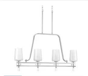 New 38in Progress Lighting Linear Chandelier Brushed Nickel 4-Light Dimmable Adjustable