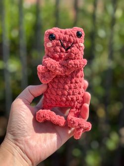 Crochet Red Leggy Frog plushie