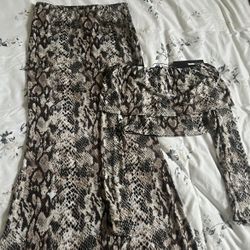 Fashion Nova Snake Print Set