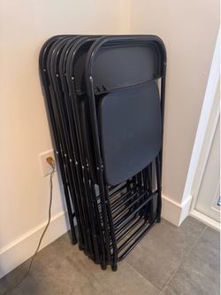 Plastic Folding Chairs, Set of 6, Black