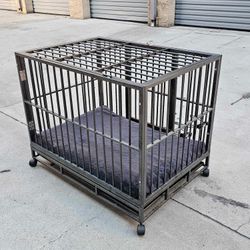 Steel Dog Cage with Wheels