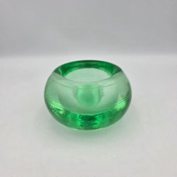 Crate & Barrel Green Glass Votive Tea Light Candle Holder 2.25" x 3.50"