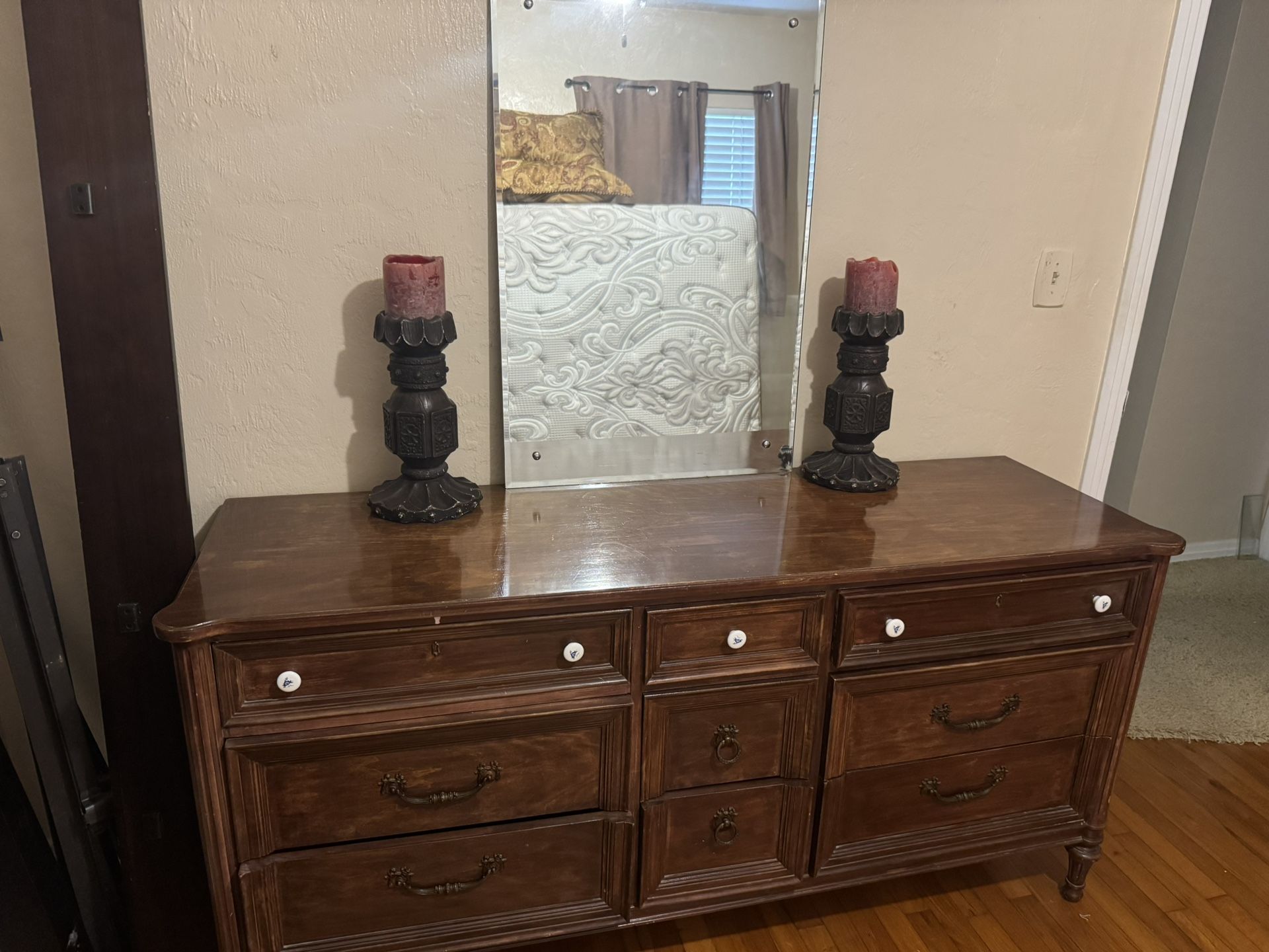 Dresser, Mirror, Candle, Pillars