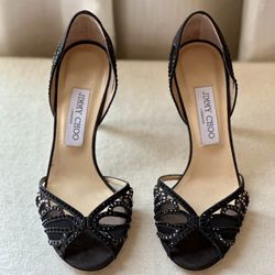 Brand New JIMMY CHOO Suede Crystal Embellishments Sandals
