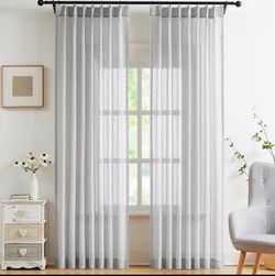 New WEST LAKE 50x102 Inches Silver Gray Pinch Pleated Sheer Curtain Panels. Enhance your home with these elegant gray sheer curtains. Perfect for addi