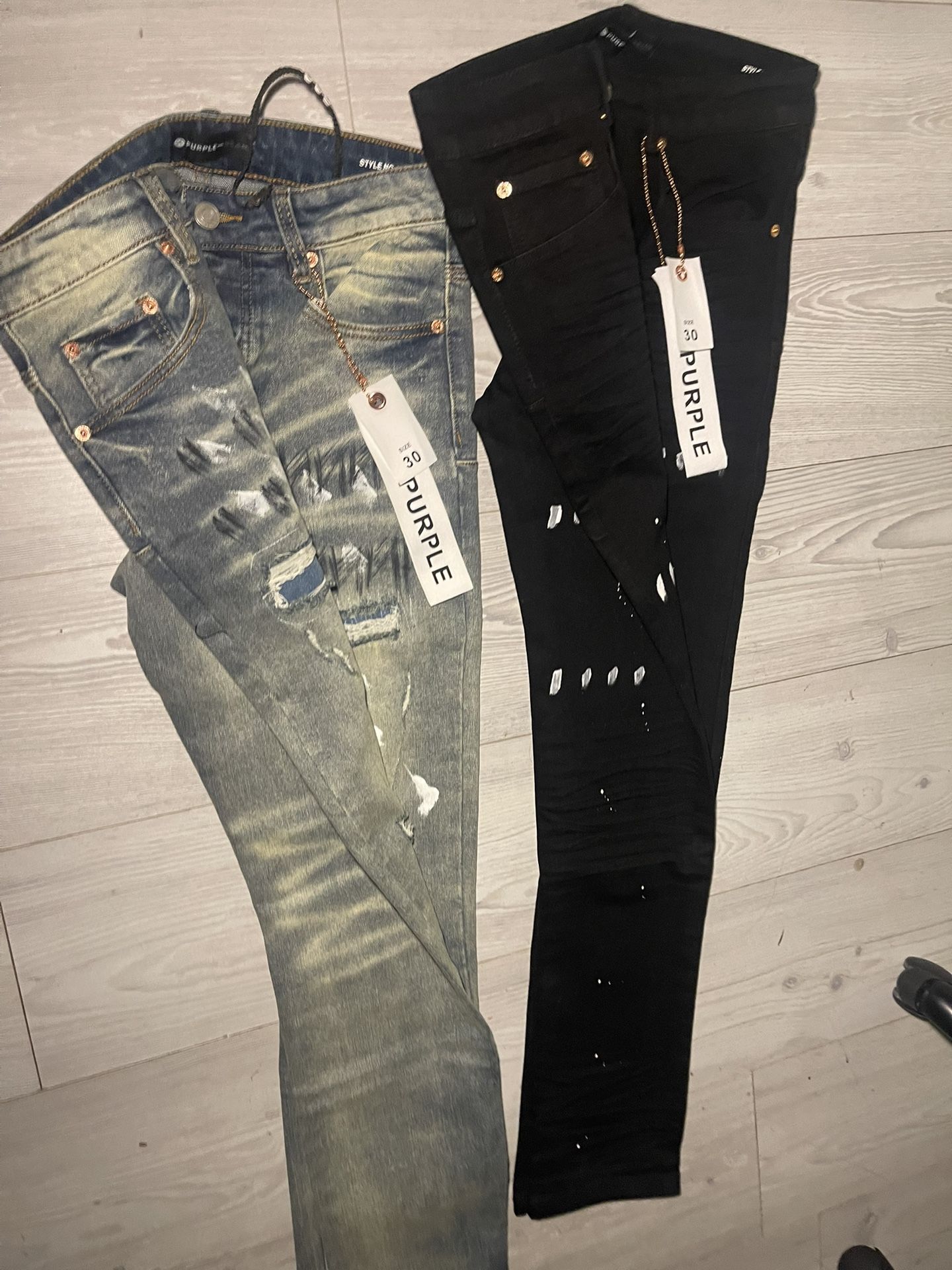 Purple Brand Jean Distressed Painted Grey Jeans