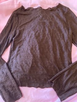 Brown Floral Textured Long Sleeve Top