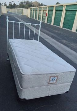 TWIN BED FRAME WITH BOX SPRING AND MATTRESS