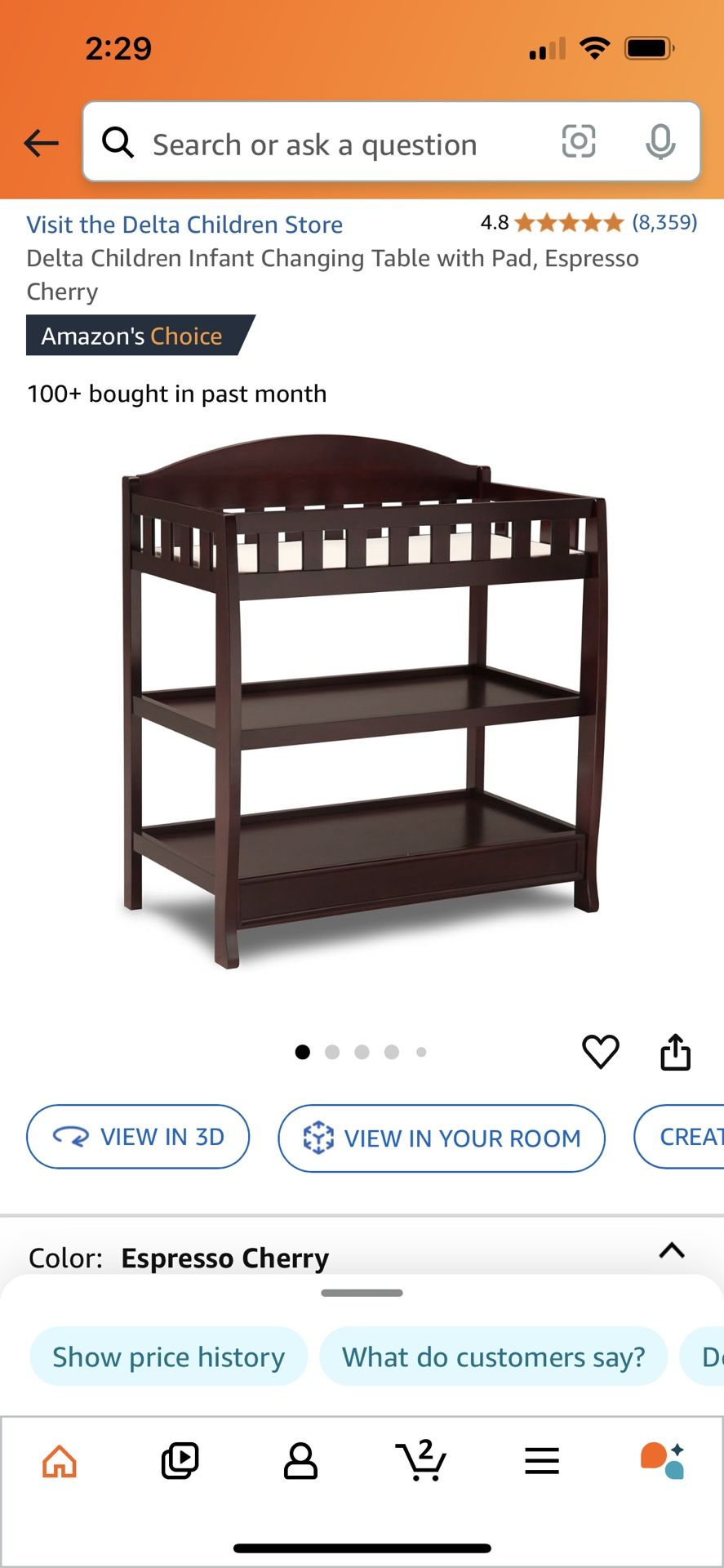 Delta Changing Table - Espresso Cherry