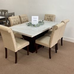 6 Chair Marble Top Dining Set 