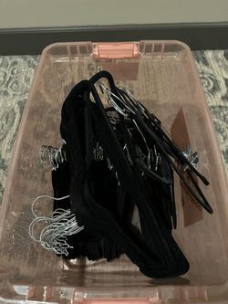 Bin Full of 100+ Black Velvet Hangers