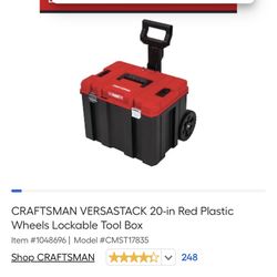 CRAFTSMAN VERSASTACK 20-in Red Plastic Wheels Lockable Tool Box