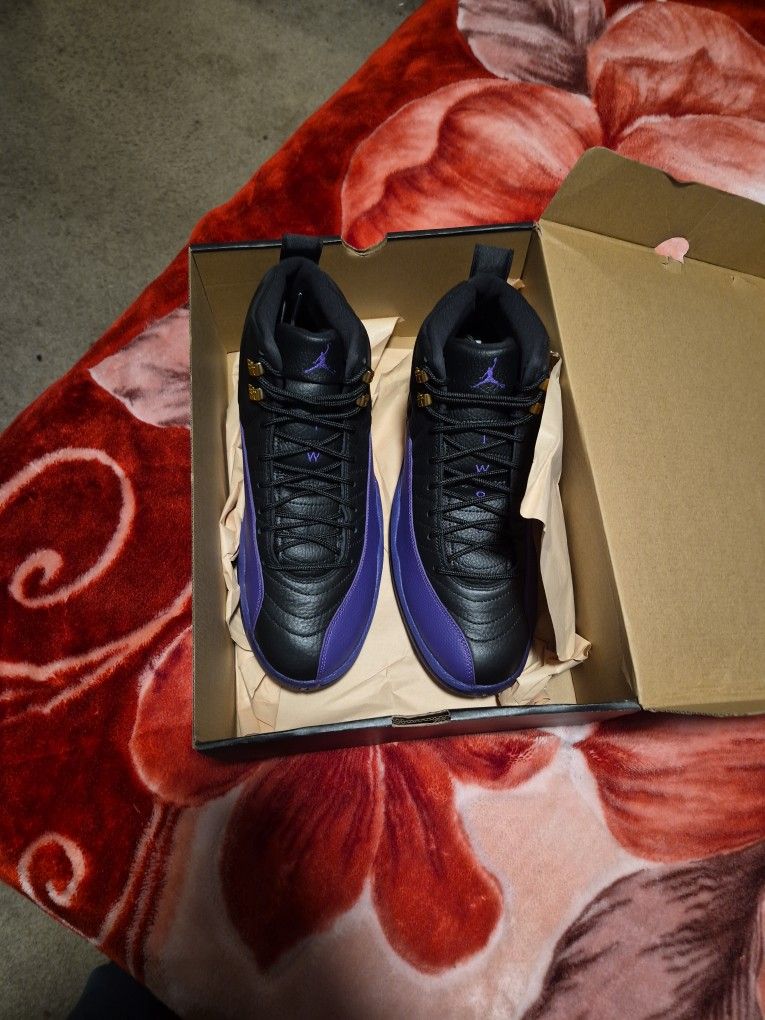 Air Jordan Retro 12  Black And Field Puple Size 12