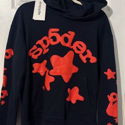 blue and red sp5der hoodie 