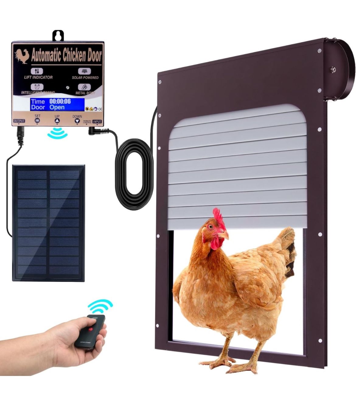 Automatic Chicken Coop Door Solar Power, Automatic Chicken Door Solar Powered with Remote, Automatic Chicken Door with Timer,Chicken Door Opener Solar