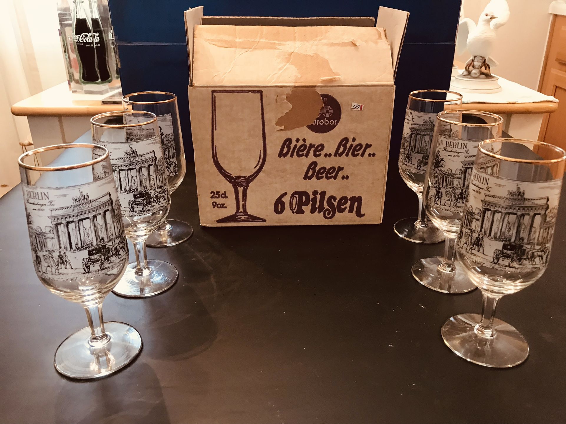 Durobar Pilsen,9 oz., Gold Rim Tulip  Beer Glasses