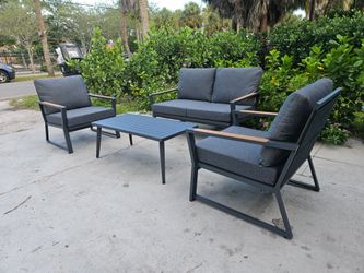 Brand new four piece aluminum outdoor patio set fully assembled