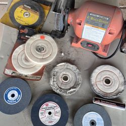6 Inch Bench Grinder And Assorted, Grinding And Buffing Wheels