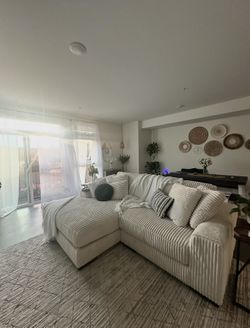 Cream/white L shaped couch
