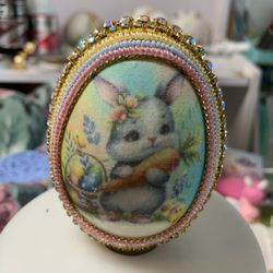 Real Duck Egg Decorated Easter Bunny
