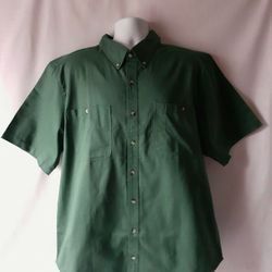 Scandia Woods men's green short-sleeve button-down shirt size XLG TL