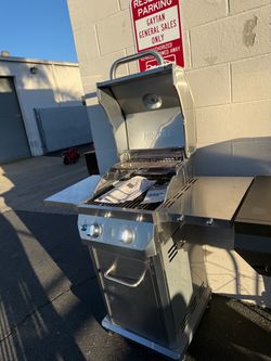 2 Burner Stainless Steel Propane Gas Grill with Folding Side Shelves