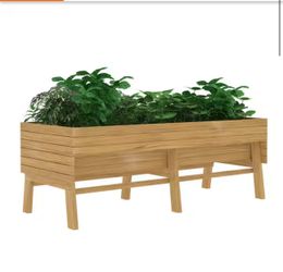🆕 71 in. L x 31 in. W Large Cedar Wood Raised Garden Bed Outdoor with Legs and Liner, Natural