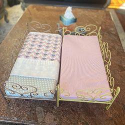 Two 21" BATTAT Metal Doll Day Bed OG AG Sweet Dreams Scrolled CurlyQ Design $50 Both Firm
