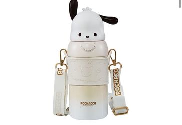 New in box Sanrio Pochacco water bottle with strap